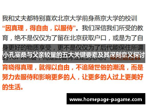 小孔塞桑与父亲较量的五大关键要素及其深刻意义探讨