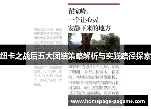 纽卡之战后五大团结策略解析与实践路径探索 纽卡之战后五大团结策略解析与实践路径探索